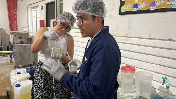 Elizabeth and Alejandro at the Yucatan manufacturing facility