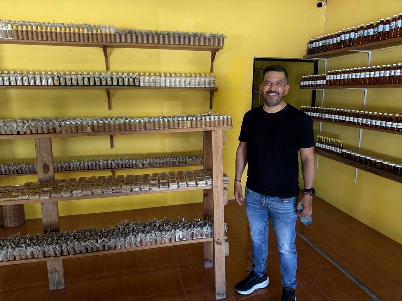 Alejandro at the Yucatan Herbal honey store